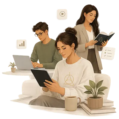 Profesionales utilizando recursos digitales de Código Alquimia